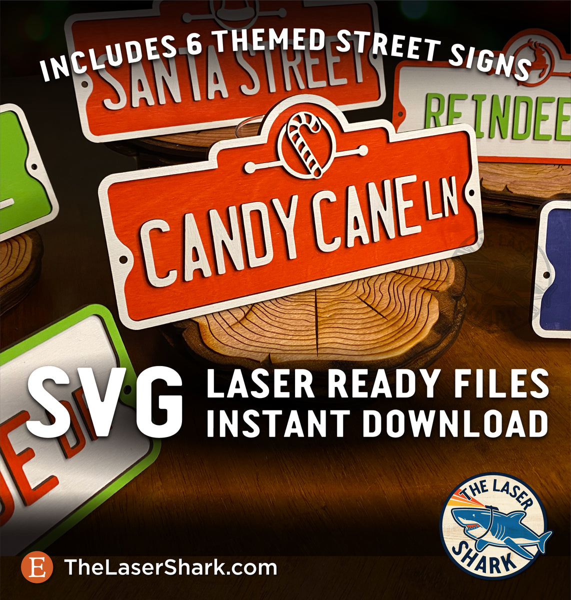 Christmas Street Signs Laser Cut Files SVG The Laser Shark