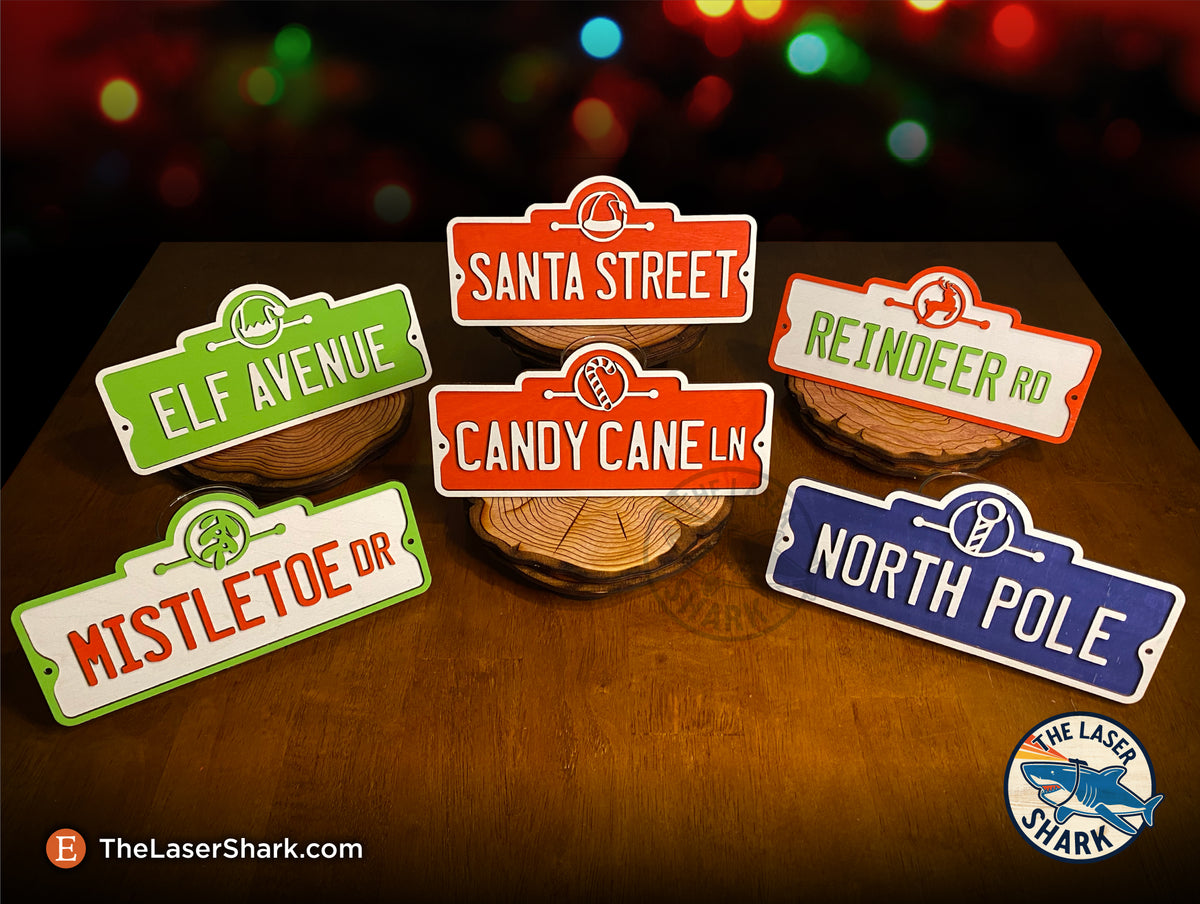 Christmas Street Signs Laser Cut Files SVG The Laser Shark