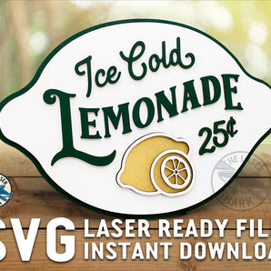 Ice Cold Lemonade Sign - Laser Cut Files - SVG