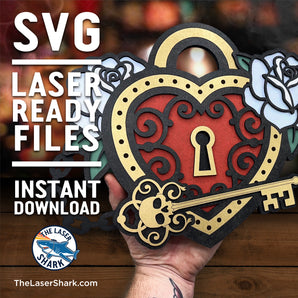 Love Lock & Key Artwork - Laser Cut Files - SVG