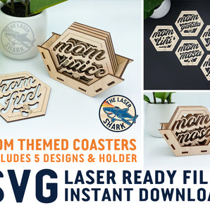 Mom Themed Coasters - Laser Cut Files - SVG