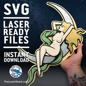 Moon Girl Pinup Artwork - Laser Cut Files - SVG