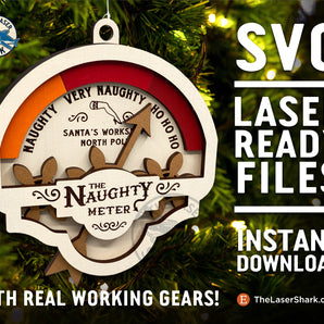 Christmas Naughty Meter Ornament - Laser Cut Files - SVG