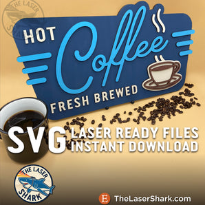 Retro Coffee Sign - Laser Cut Files - SVG