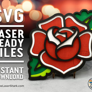 American Traditional Rose Tattoo - Laser Cut Files - SVG