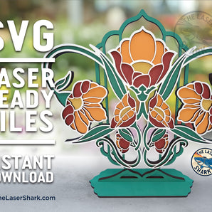 Art Deco Womanly Flowers - Laser Cut Files - SVG