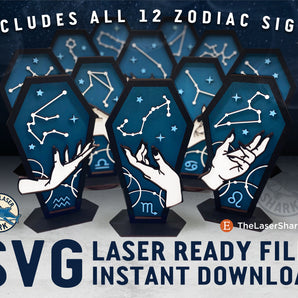 Zodiac Witch Hand Coffins - Laser Cut Files - SVG