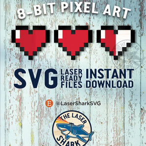 8-BIT Pixel Heart - Laser Cut Files - SVG