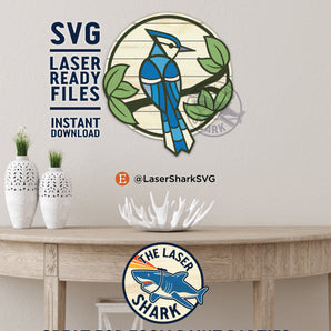 Art Nouveau Bluejay - Laser Cut File - SVG