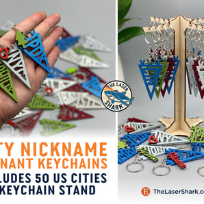 City Nickname Pennant Keychains - Laser Cut Files - SVG