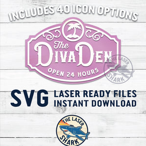 Diva Den Sign - Laser Cut Files - SVG