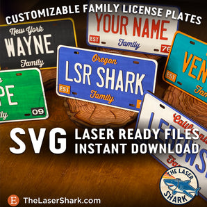 Family Themed License Plates - Laser Cut Files - SVG