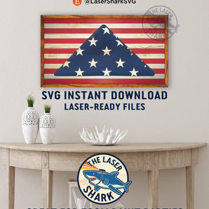 Folded American Flag - Laser Cut Decor - SVG