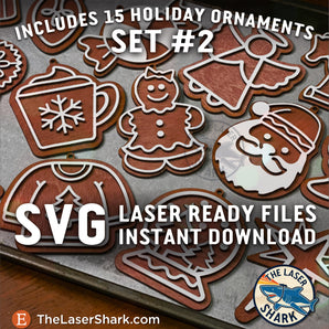 Gingerbread Ornaments SET #2 - Laser Cut Files - SVG