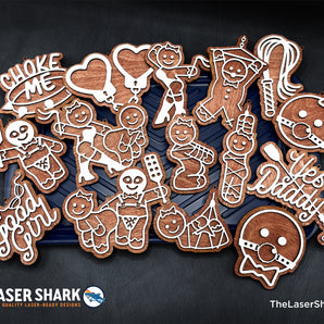 BDSM Themed Naughty Gingerbread Ornaments - Laser Cut Files - SVG