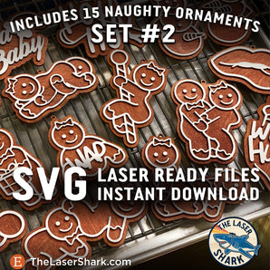Naughty Gingerbread Ornaments SET #2 - Laser Cut Files - SVG