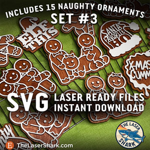 Naughty Gingerbread Ornaments SET #3 - Laser Cut Files - SVG