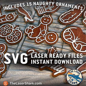 Naughty Gingerbread Ornaments SET #1 - Laser Cut Files - SVG