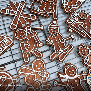 Skiing Themed Gingerbread Ornaments - Laser Cut Files - SVG