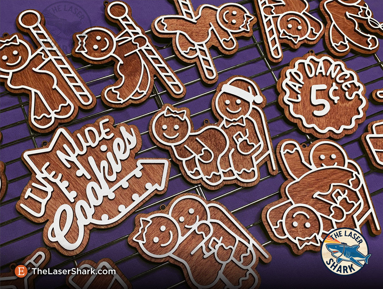 Stripper Themed Naughty Gingerbread Ornaments - Laser Cut Files - SVG ...