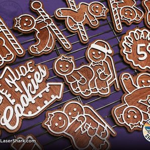 Stripper Themed Naughty Gingerbread Ornaments - Laser Cut Files - SVG