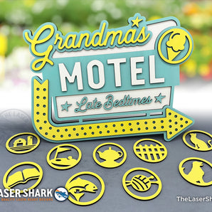 Grandparent's Motel Sign Set - Laser Cut Files - SVG