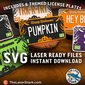 Halloween License Plates - Laser Cut Files - SVG
