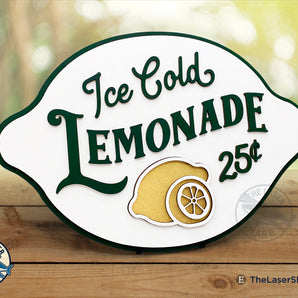 Ice Cold Lemonade Sign - Laser Cut Files - SVG