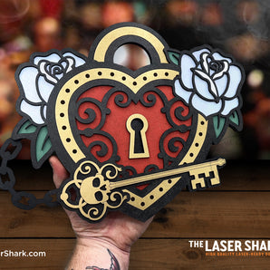 Love Lock & Key Artwork - Laser Cut Files - SVG