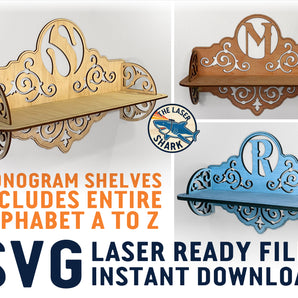 Monogram Shelves - Laser Cut Files - SVG