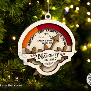 Christmas Naughty Meter Ornament - Laser Cut Files - SVG