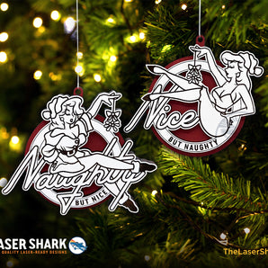 Naughty But Nice & Nice But Naughty Pinups - Ornaments - Laser Cut Files - SVG