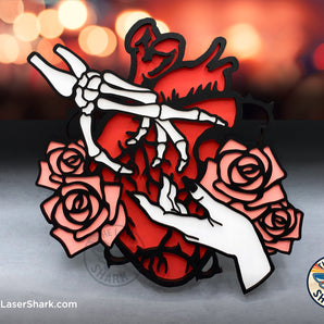 Neverending Love Skeleton Hand & Heart - Laser Cut Files - SVG