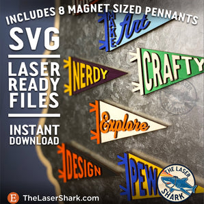 Creative Themed Magnet Pennants - Laser Cut Files - SVG