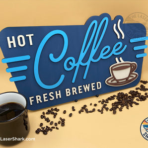 Retro Coffee Sign - Laser Cut Files - SVG