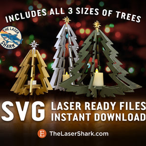 3D Ring Display Trees - Laser Cut Files - SVG & PDF