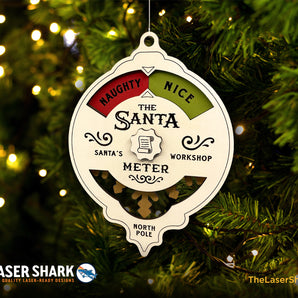 NEW Christmas Santa Naughty & Nice Meter Ornament - Laser Cut Files - SVG