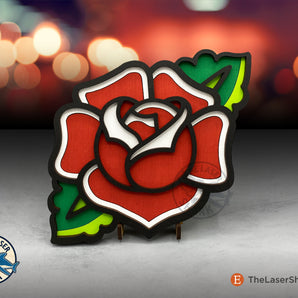 American Traditional Rose Tattoo - Laser Cut Files - SVG