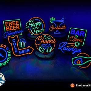Bar Faux Neon Signs - Laser Cut Files - SVG