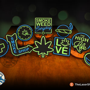 Weed Faux Neon Signs - Laser Cut Files - SVG