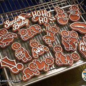 Naughty Gingerbread Ornaments SET #2 - Laser Cut Files - SVG