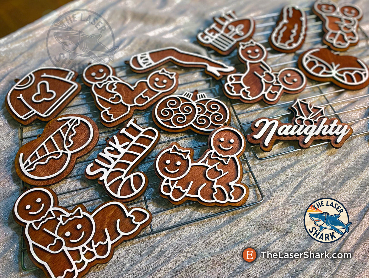 Naughty Gingerbread Ornaments SET #1 - Laser Cut Files - SVG – The ...