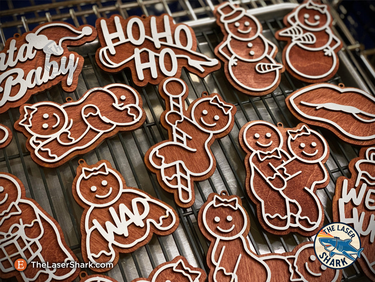 Naughty Gingerbread Ornaments SET #2 - Laser Cut Files - SVG – The ...